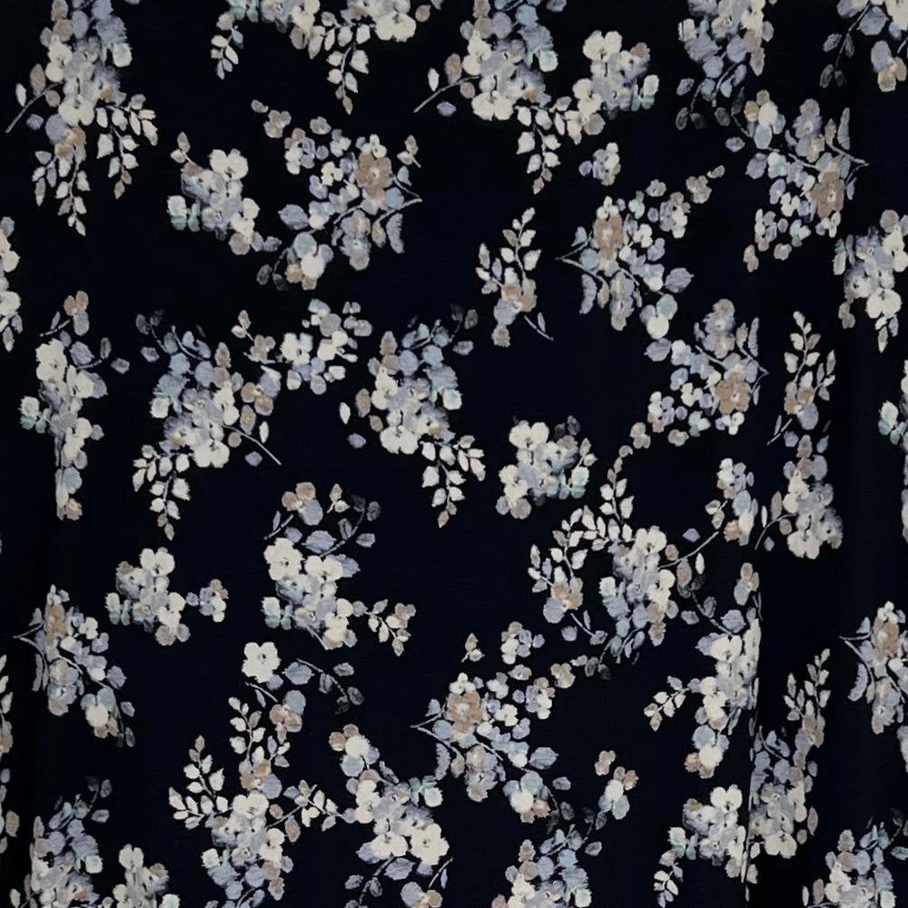 J.Jill Women Dark Floral Cottagecore Midi Skirt Size L Petite Navy Blue Pull On - Picture 3 of 9